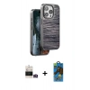MARSİLYAN™- iPhone 14 Pro Max Kılıf Atlas Minimal Özel Seri - Siyah 18D Cam Ekran Koruyucu + Bilvis Titan Kamera Lens - GD