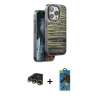 MARSİLYAN™- iPhone 14 Pro Max Kılıf Atlas Minimal Özel Seri - Siyah 18D Cam Ekran Koruyucu + Raze Metal Kamera Lens - GD