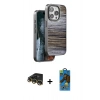 MARSİLYAN™- iPhone 14 Pro Max Kılıf Atlas Minimal Özel Seri - Siyah 18D Cam Ekran Koruyucu + Raze Metal Kamera Lens - GD