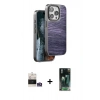 MARSİLYAN™- iPhone 14 Pro Max Kılıf Atlas Minimal Özel Seri - Siyah 360 Mat Full Body Arka Koruyucu + Bilvis Titan Kamera Lens - GS