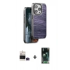 MARSİLYAN™- iPhone 14 Pro Max Kılıf Atlas Minimal Özel Seri - Siyah 360 Mat Full Body Arka Koruyucu + Bilvis Titan Kamera Lens - DNMR