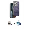 MARSİLYAN™- iPhone 14 Pro Max Kılıf Atlas Minimal Özel Seri - Siyah 3D Antistatik Cam Ekran Koruyucu + Bilvis Titan Kamera Lens - GS