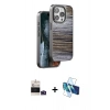 MARSİLYAN™- iPhone 14 Pro Max Kılıf Atlas Minimal Özel Seri - Siyah 3D Antistatik Cam Ekran Koruyucu + Bilvis Titan Kamera Lens - DNMR