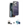 MARSİLYAN™- iPhone 14 Pro Max Kılıf Atlas Minimal Özel Seri - Siyah 3D Antistatik Cam Ekran Koruyucu + Bilvis Titan Kamera Lens - GD