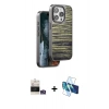 MARSİLYAN™- iPhone 14 Pro Max Kılıf Atlas Minimal Özel Seri - Siyah 3D Antistatik Cam Ekran Koruyucu + Bilvis Titan Kamera Lens - GS