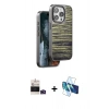 MARSİLYAN™- iPhone 14 Pro Max Kılıf Atlas Minimal Özel Seri - Siyah 3D Antistatik Cam Ekran Koruyucu + Bilvis Titan Kamera Lens - DNMR