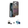 MARSİLYAN™- iPhone 14 Pro Max Kılıf Atlas Minimal Özel Seri - Siyah 3D Antistatik Cam Ekran Koruyucu + Bilvis Titan Kamera Lens - GD