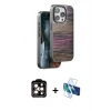 MARSİLYAN™- iPhone 14 Pro Max Kılıf Atlas Minimal Özel Seri - Siyah 3D Antistatik Cam Ekran Koruyucu + PVD Metal Kamera Lens - TU