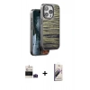 MARSİLYAN™- iPhone 14 Pro Max Kılıf Atlas Minimal Özel Seri - Siyah Bilvis 3D Mat Cam Ekran Koruyucu + Derin Mor Bilvis Titan Kamera Lens