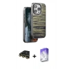 MARSİLYAN™- iPhone 14 Pro Max Kılıf Atlas Minimal Özel Seri - Siyah Bilvis 5in1 3D Magic Cam Ekran Koruyucu + Raze Metal Kamera Lens - GD