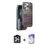 MARSİLYAN™- iPhone 14 Pro Max Kılıf Atlas Minimal Özel Seri - Siyah Bilvis 5in1 3D Magic Cam Ekran Koruyucu + PVD Metal Kamera Lens - TU