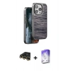 MARSİLYAN™- iPhone 14 Pro Max Kılıf Atlas Minimal Özel Seri - Siyah Bilvis 5in1 3D Magic Cam Ekran Koruyucu + Raze Metal Kamera Lens - GD