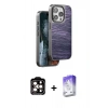 MARSİLYAN™- iPhone 14 Pro Max Kılıf Atlas Minimal Özel Seri - Siyah Bilvis 5in1 3D Magic Cam Ekran Koruyucu + PVD Metal Kamera Lens - TU