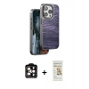 MARSİLYAN™- iPhone 14 Pro Max Kılıf Atlas Minimal Özel Seri - Siyah Mat Seramik Nano Ekran Koruyucu + Turuncu PVD Metal Kamera Lens