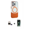 MARSİLYAN™- iPhone 14 Pro Max Kılıf Çekirdek Asil Özel Seri - Şeffaf 360 Full Body Arka Koruyucu + Bilvis Titan Kamera Lens - GS