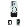 MARSİLYAN™- iPhone 14 Pro Max Kılıf Çekirdek Asil Özel Seri - Şeffaf 360 Full Body Arka Koruyucu + PVD Metal Kamera Lens - TU