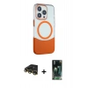 MARSİLYAN™- iPhone 14 Pro Max Kılıf Çekirdek Asil Özel Seri - Şeffaf 360 Full Body Arka Koruyucu + Raze Metal Kamera Lens - GD