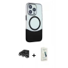 MARSİLYAN™- iPhone 14 Pro Max Kılıf Çekirdek Asil Özel Seri - Şeffaf Pasifik Cam Ekran Koruyucu + Raze Metal Kamera Lens - GS