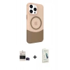 MARSİLYAN™- iPhone 14 Pro Max Kılıf Çekirdek Asil Özel Seri - Şeffaf Pasifik Cam Ekran Koruyucu + Siyah Bilvis Titan Kamera Lens