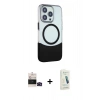 MARSİLYAN™- iPhone 14 Pro Max Kılıf Çekirdek Asil Özel Seri - Şeffaf Pasifik Cam Ekran Koruyucu + Siyah Bilvis Titan Kamera Lens