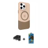 MARSİLYAN™- iPhone 14 Pro Max Kılıf Çekirdek Asil Özel Seri - Siyah 18D Cam Ekran Koruyucu + Raze Metal Kamera Lens - GS