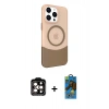 MARSİLYAN™- iPhone 14 Pro Max Kılıf Çekirdek Asil Özel Seri - Siyah 18D Cam Ekran Koruyucu + PVD Metal Kamera Lens - TU