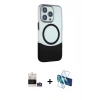 MARSİLYAN™- iPhone 14 Pro Max Kılıf Çekirdek Asil Özel Seri - Siyah 3D Antistatik Cam Ekran Koruyucu + Bilvis Titan Kamera Lens - GS