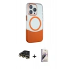 MARSİLYAN™- iPhone 14 Pro Max Kılıf Çekirdek Asil Özel Seri - Siyah Bilvis 3D Mat Cam Ekran Koruyucu + Raze Metal Kamera Lens - GD