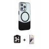 MARSİLYAN™- iPhone 14 Pro Max Kılıf Çekirdek Asil Özel Seri - Siyah Bilvis 3D Mat Cam Ekran Koruyucu + PVD Metal Kamera Lens - TU