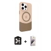 MARSİLYAN™- iPhone 14 Pro Max Kılıf Çekirdek Asil Özel Seri - Siyah Bilvis 3D Mat Cam Ekran Koruyucu + PVD Metal Kamera Lens - TU