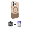 MARSİLYAN™- iPhone 14 Pro Max Kılıf Çekirdek Asil Özel Seri - Siyah Bilvis 5in1 3D Magic Cam Ekran Koruyucu + PVD Metal Kamera Lens - TU