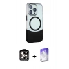 MARSİLYAN™- iPhone 14 Pro Max Kılıf Çekirdek Asil Özel Seri - Siyah Bilvis 5in1 3D Magic Cam Ekran Koruyucu + PVD Metal Kamera Lens - TU