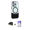 MARSİLYAN™- iPhone 14 Pro Max Kılıf Çekirdek Asil Özel Seri - Siyah Bilvis 5in1 3D Magic Cam Ekran Koruyucu + Raze Metal Kamera Lens - GD