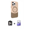 MARSİLYAN™- iPhone 14 Pro Max Kılıf Çekirdek Asil Özel Seri - Siyah Bilvis 5in1 5D Magic Hayalet Cam Ekran Koruyucu + PVD Metal Kamera Lens - TU
