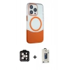 MARSİLYAN™- iPhone 14 Pro Max Kılıf Çekirdek Asil Özel Seri - Siyah Bilvis Hayalet Cam Ekran Koruyucu + PVD Metal Kamera Lens - TU