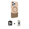 MARSİLYAN™- iPhone 14 Pro Max Kılıf Çekirdek Asil Özel Seri - Siyah Bilvis Hayalet Cam Ekran Koruyucu + PVD Metal Kamera Lens - TU