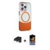 MARSİLYAN™- iPhone 14 Pro Max Kılıf Çekirdek Asil Özel Seri - Siyah Buffer Hayalet Cam Ekran Koruyucu + Raze Metal Kamera Lens - GS