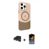 MARSİLYAN™- iPhone 14 Pro Max Kılıf Çekirdek Asil Özel Seri - Siyah Buffer Hayalet Cam Ekran Koruyucu + Raze Metal Kamera Lens - GS