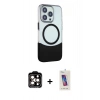 MARSİLYAN™- iPhone 14 Pro Max Kılıf Çekirdek Asil Özel Seri - Siyah Joko 5D Cam + Turuncu PVD Metal Kamera Lens