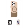 MARSİLYAN™- iPhone 14 Pro Max Kılıf Çekirdek Asil Özel Seri - Siyah Joko 5D Cam + Turuncu PVD Metal Kamera Lens