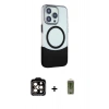 MARSİLYAN™- iPhone 14 Pro Max Kılıf Çekirdek Asil Özel Seri - Siyah Joko Magic 5D Hayalet Cam + PVD Metal Kamera Lens - TU