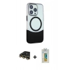 MARSİLYAN™- iPhone 14 Pro Max Kılıf Çekirdek Asil Özel Seri - Siyah Polymer Nano Ekran Koruyucu + Raze Metal Kamera Lens - GD
