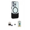 MARSİLYAN™- iPhone 14 Pro Max Kılıf Çekirdek Asil Özel Seri - Siyah Polymer Nano Ekran Koruyucu + Gümüş Bilvis Titan Kamera Lens