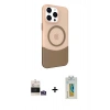 MARSİLYAN™- iPhone 14 Pro Max Kılıf Çekirdek Asil Özel Seri - Siyah Polymer Nano Ekran Koruyucu + Gümüş Bilvis Titan Kamera Lens