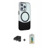 MARSİLYAN™- iPhone 14 Pro Max Kılıf Çekirdek Asil Özel Seri - Siyah Polymer Nano Ekran Koruyucu + Raze Metal Kamera Lens - GS