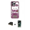 MARSİLYAN™- iPhone 14 Pro Max Kılıf Çekirdek Asil - Şeffaf 360 Full Body Arka Koruyucu + Gold Raze Metal Kamera Lens