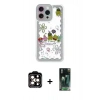 MARSİLYAN™- iPhone 14 Pro Max Kılıf Çekirdek Asil - Şeffaf 360 Full Body Arka Koruyucu + PVD Metal Kamera Lens - TU