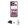 MARSİLYAN™- iPhone 14 Pro Max Kılıf Çekirdek Asil - Şeffaf Pasifik Cam Ekran Koruyucu + Raze Metal Kamera Lens - GS
