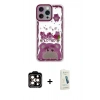 MARSİLYAN™- iPhone 14 Pro Max Kılıf Çekirdek Asil - Şeffaf Pasifik Cam Ekran Koruyucu + PVD Metal Kamera Lens - TU