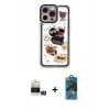 MARSİLYAN™- iPhone 14 Pro Max Kılıf Çekirdek Asil - Siyah 18D Cam Ekran Koruyucu + Gümüş Bilvis Titan Kamera Lens